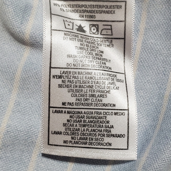 Burmuda Sands Blue Striped Polo With Logo On Sleeve. Sz L - Picture 5 of 6